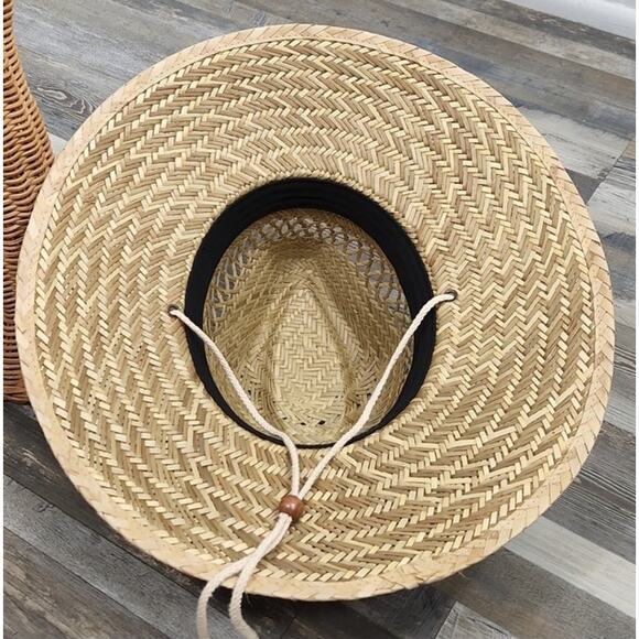 Signatures Tan Straw Hat with Floral Band & String Neck Tie Sunhat - Picture 4 of 13